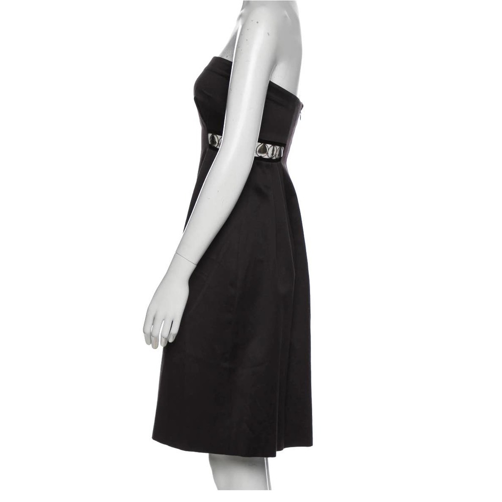 CHLOE Sz 38 Vintage Black Silk Strapless Cutout Dress w Chain Details - Picture 5 of 7
